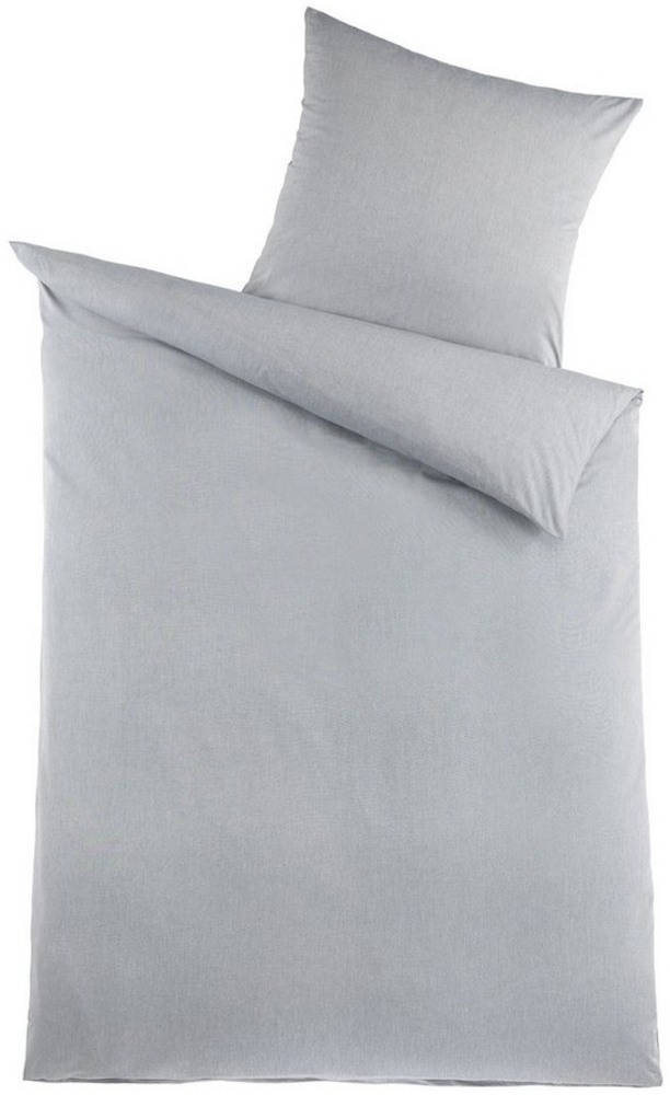 Optidream Chambray Bettwäsche 135x200 cm Bettbezug 135x200 cm Kopfkissenbezug 80x80 cm grau grau Bild 1