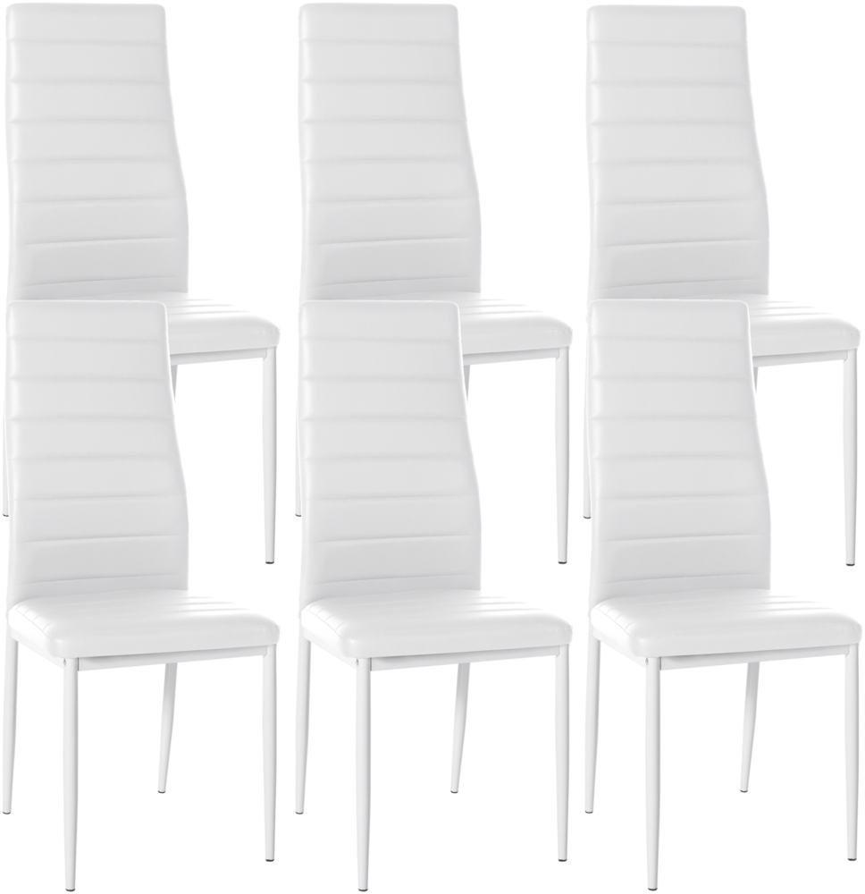 CLP 6er Set Esszimmerstühle Mayfair gepolstert mit Metallgestell,weiß Kunstleder Bild 1