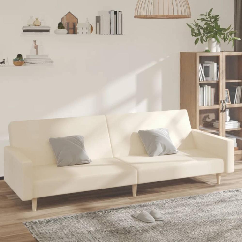 vidaXL Schlafsofa 2-Sitzer Creme Stoff Bild 1