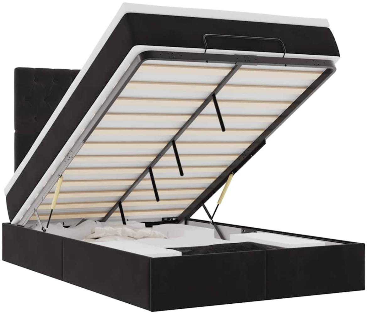 vidaXL Ottoman-Bett mit Matratzen & LEDs Schwarz 120x190 cm Samt 3314380 Bild 1