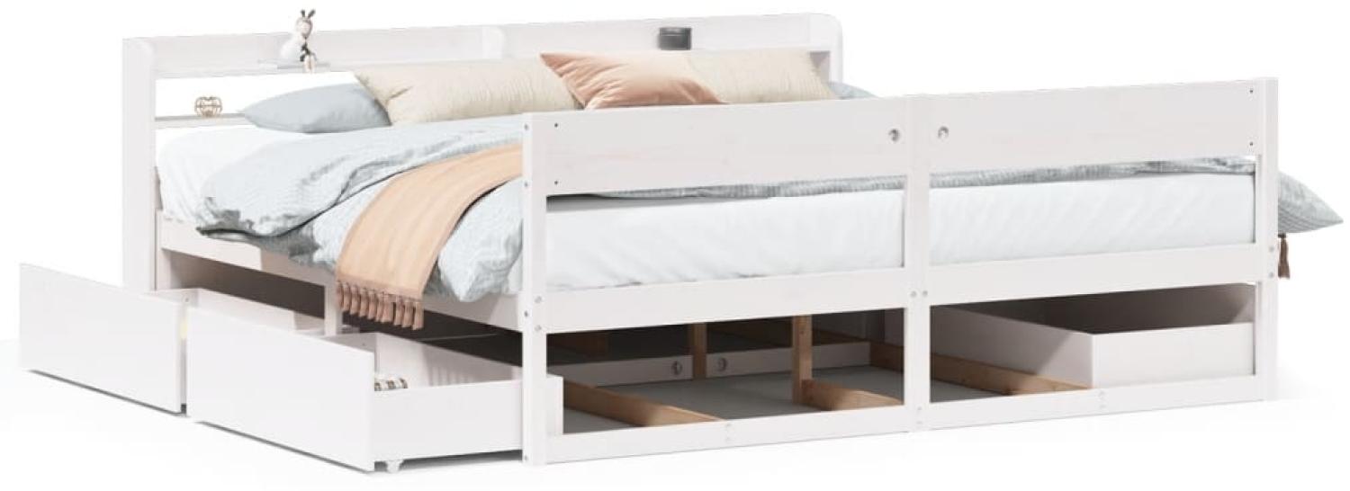 vidaXL Massivholzbett ohne Matratze Weiß 180x200 cm Kiefernholz 3307114 Bild 1