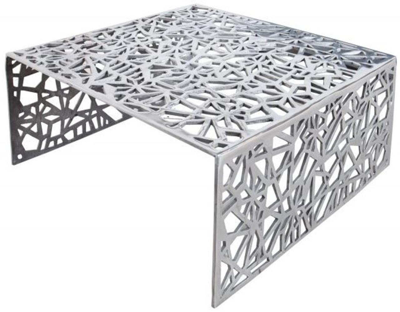Casa Padrino Art Deco Couchtisch Silber Metall 60 x 60 x H. 32 cm - Jugendstil Tisch - Möbel Wohnzimmer Bild 1