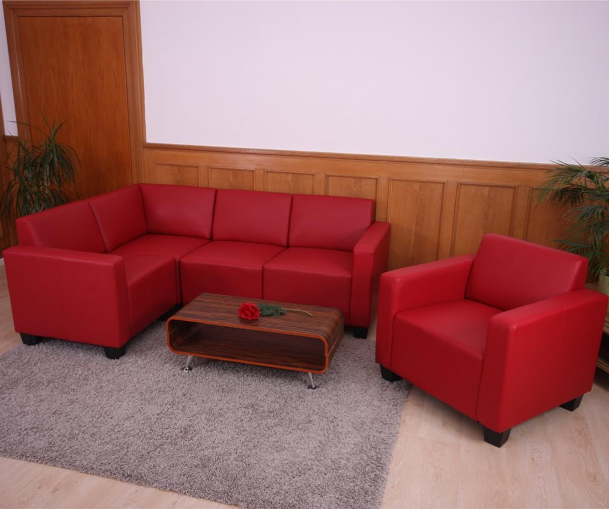 Modular Sofa-System Couch-Garnitur Lyon 4-1, Kunstleder ~ rot Bild 1