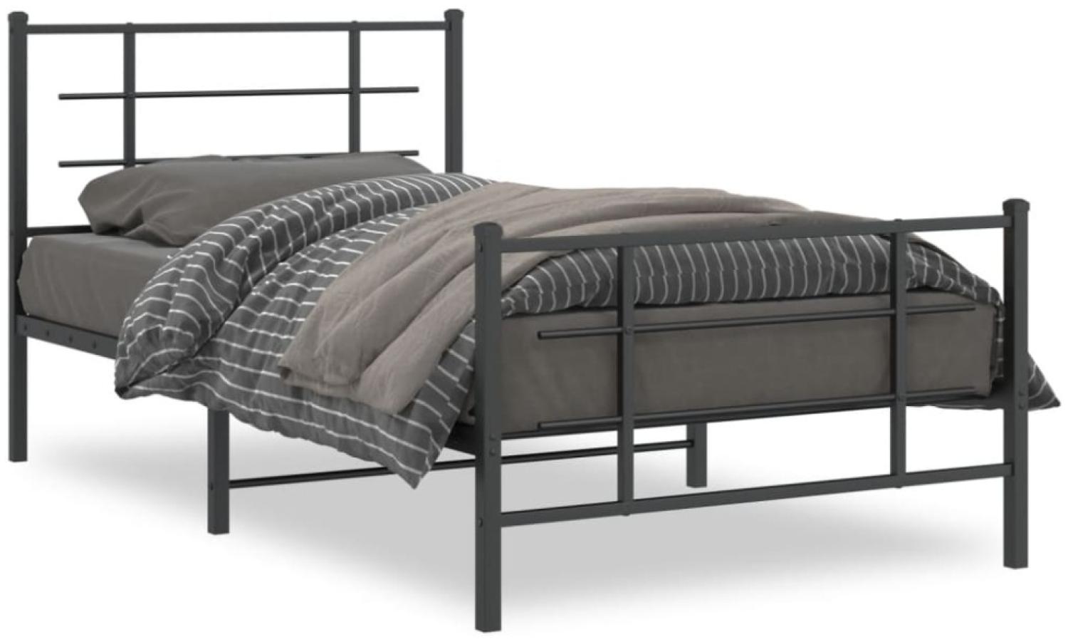 vidaXL Bettgestell mit Kopf- und Fußteil Metall Schwarz 100x190 cm 355573 Bild 1