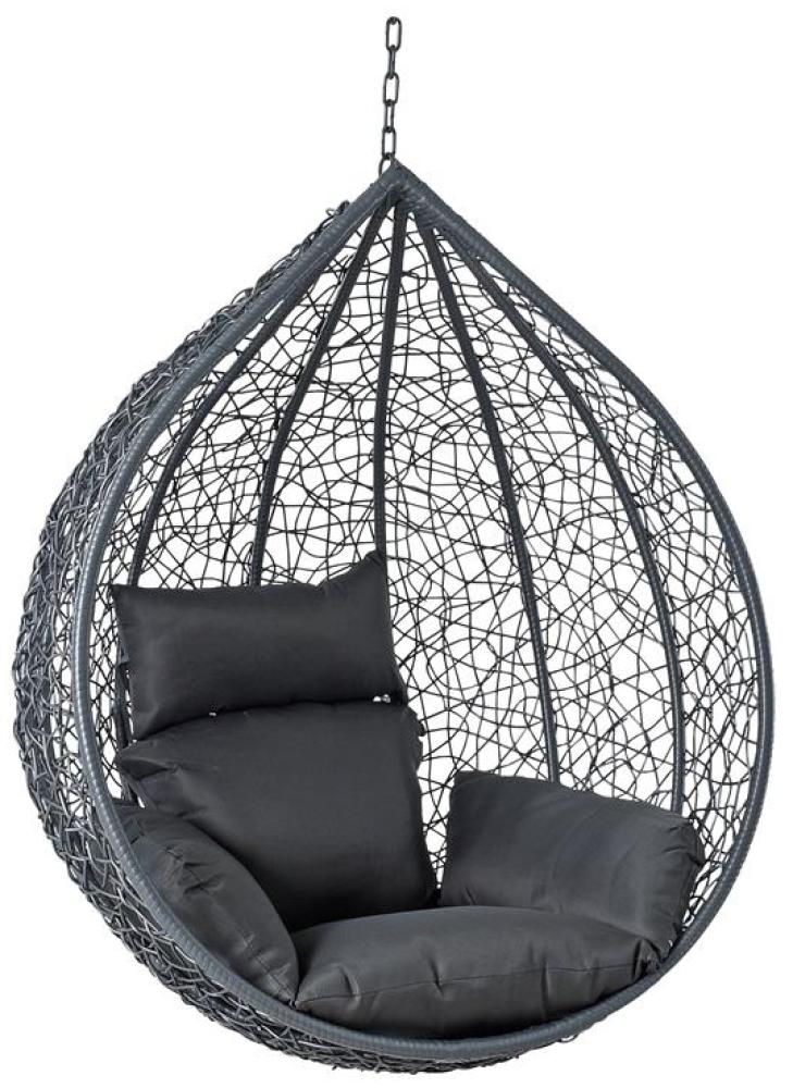 Hängesessel Polyrattan Hängekorb Rattan Hängestuhl Hängesitz Sessel Anthrazit Bild 1