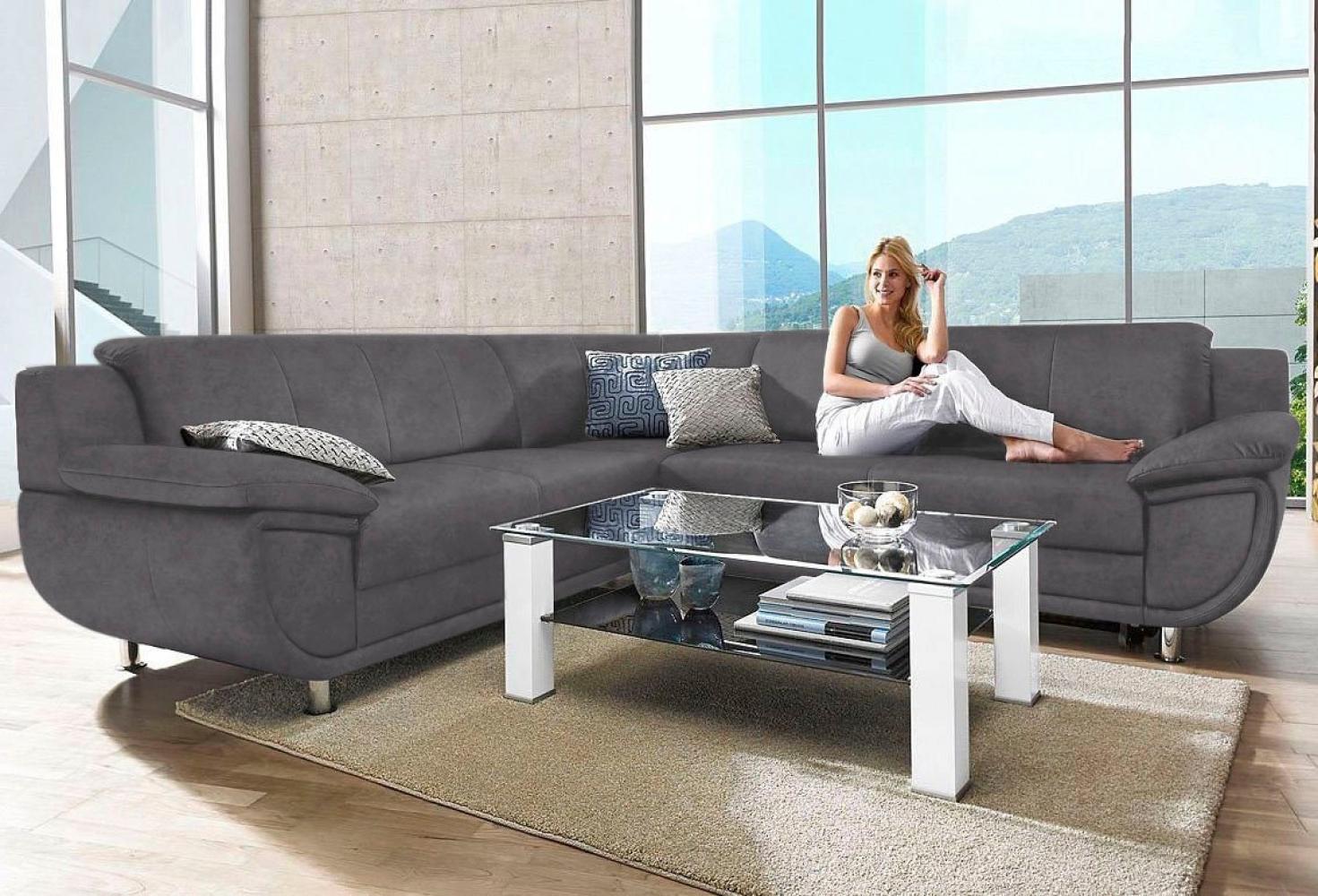 TRENDMANUFAKTUR Ecksofa Rondo wahlweise mit Schlaffunktion, 267x247 cm (BxT), breite Armlehnen, L-Form, wahlweise mit Federkern bestellbar, Füße chromfarben Bild 1