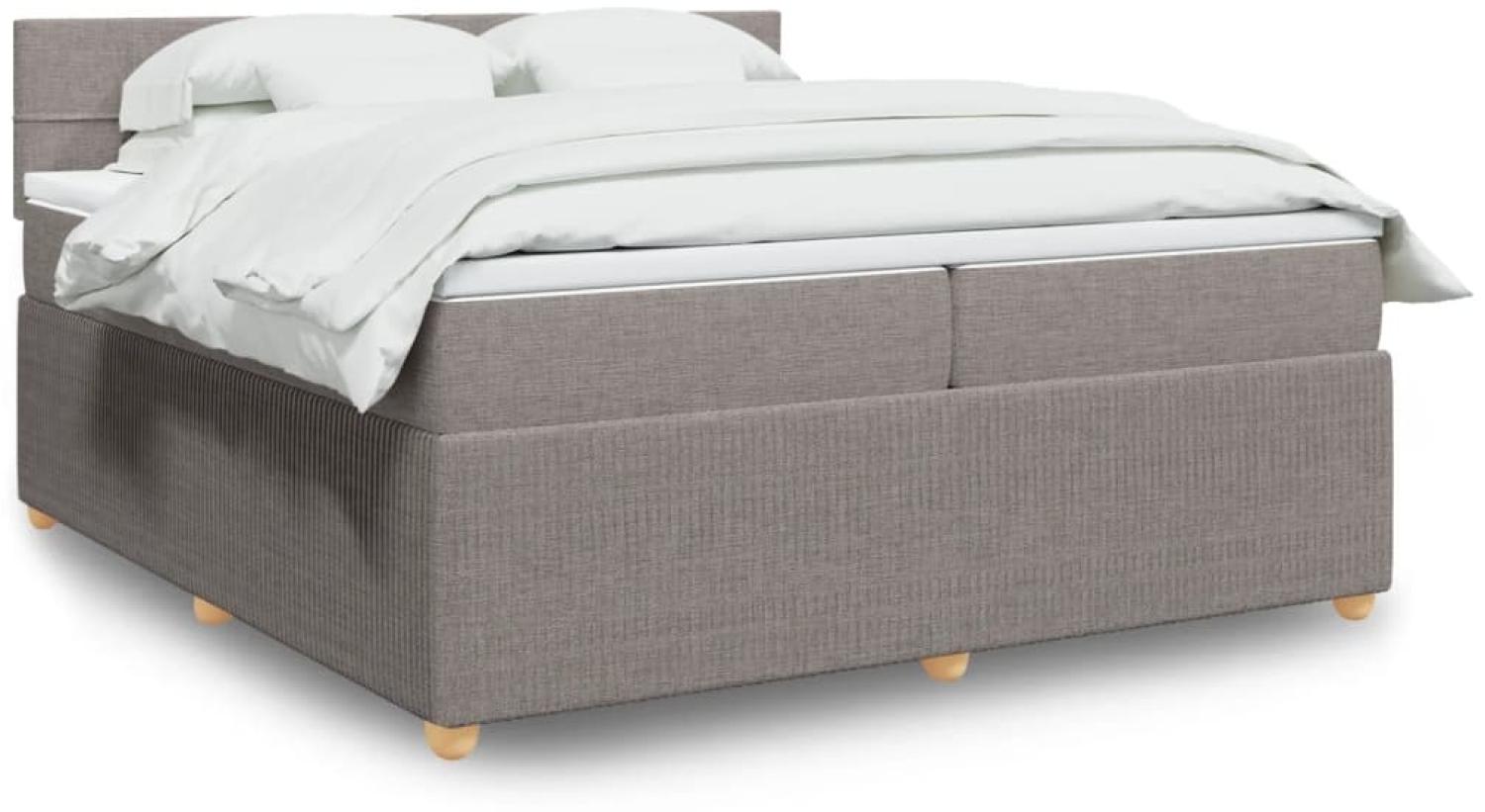 vidaXL Boxspringbett mit Matratze Taupe 200x200 cm Stoff 3289867 Bild 1