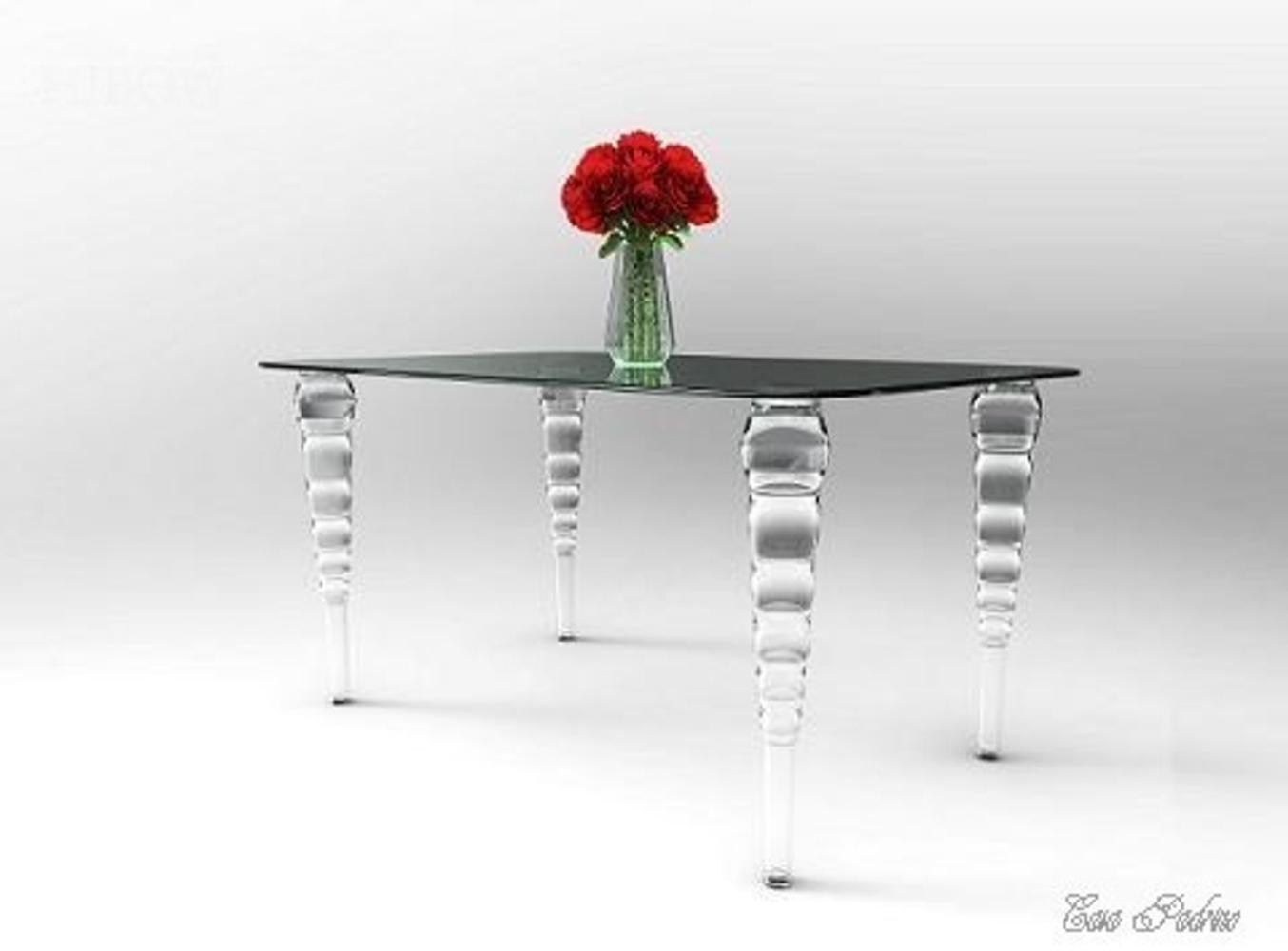 Casa Padrino Designer Tisch 140cm - Ghost Chair Table - Polycarbonat Möbel Acryl Bild 1