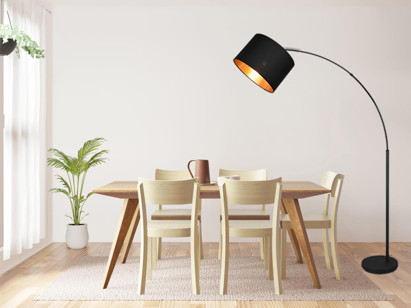 TRIO Leuchten Stehlampe Bolivia, Ein-/Ausschalter, ohne Leuchtmittel, warmweiß - kaltweiß, Stehleuchte schwarz-gold Fußschalter exkl 1xE27 max 10W, Höhe 171 cm Bild 1