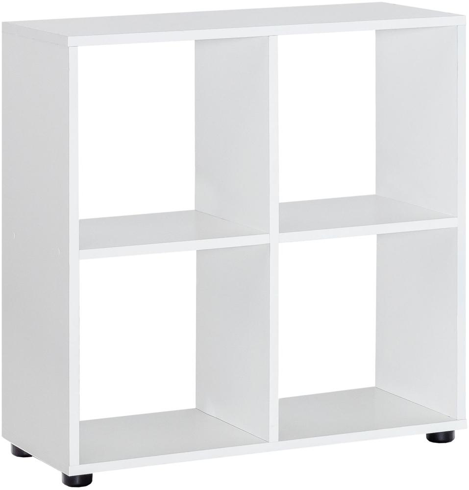 FineBuy Design Bücherregal mit vielen Fächern Standregal Holz freistehend, Würfel-Regal modern, Offenes Aufbewahrungsregal, Weiß, 72 x 29 x 70 cm Bild 1