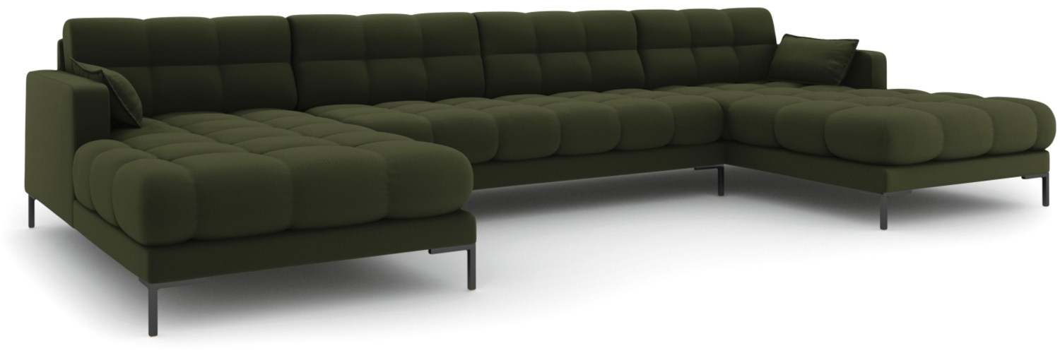 Micadoni Panorama-Sofa Mamaia 6-Sitzer Strukturierter Stoff Grün Metall schwarz Bild 1