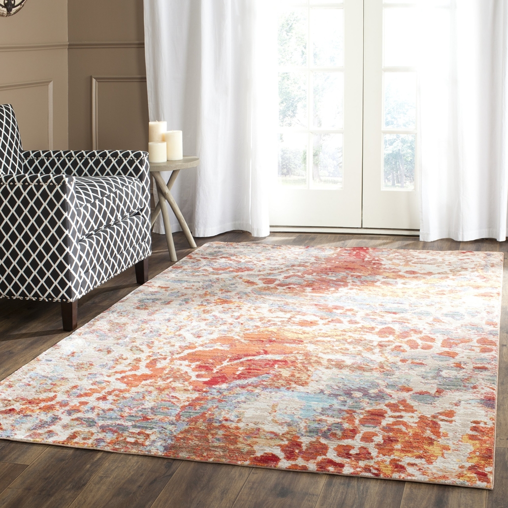 SAFAVIEH Boho Teppich für Wohnzimmer, Esszimmer, Schlafzimmer - Valencia Collection, Kurzer Flor, Multi, 152 X 244 cm Bild 1