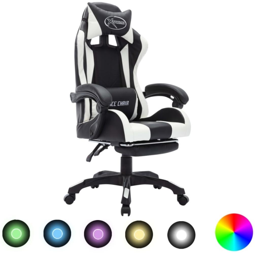 vidaXL Gaming-Stuhl mit RGB LED-Leuchten Weiß und Schwarz Kunstleder 288011 Bild 1