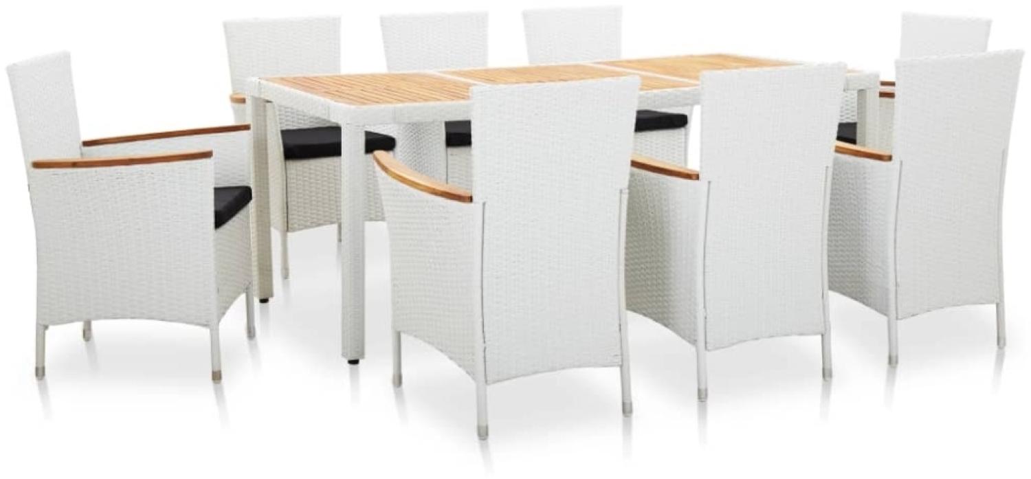 vidaXL 9-tlg. Garten-Essgruppe Poly Rattan Weiß 45980 Bild 1
