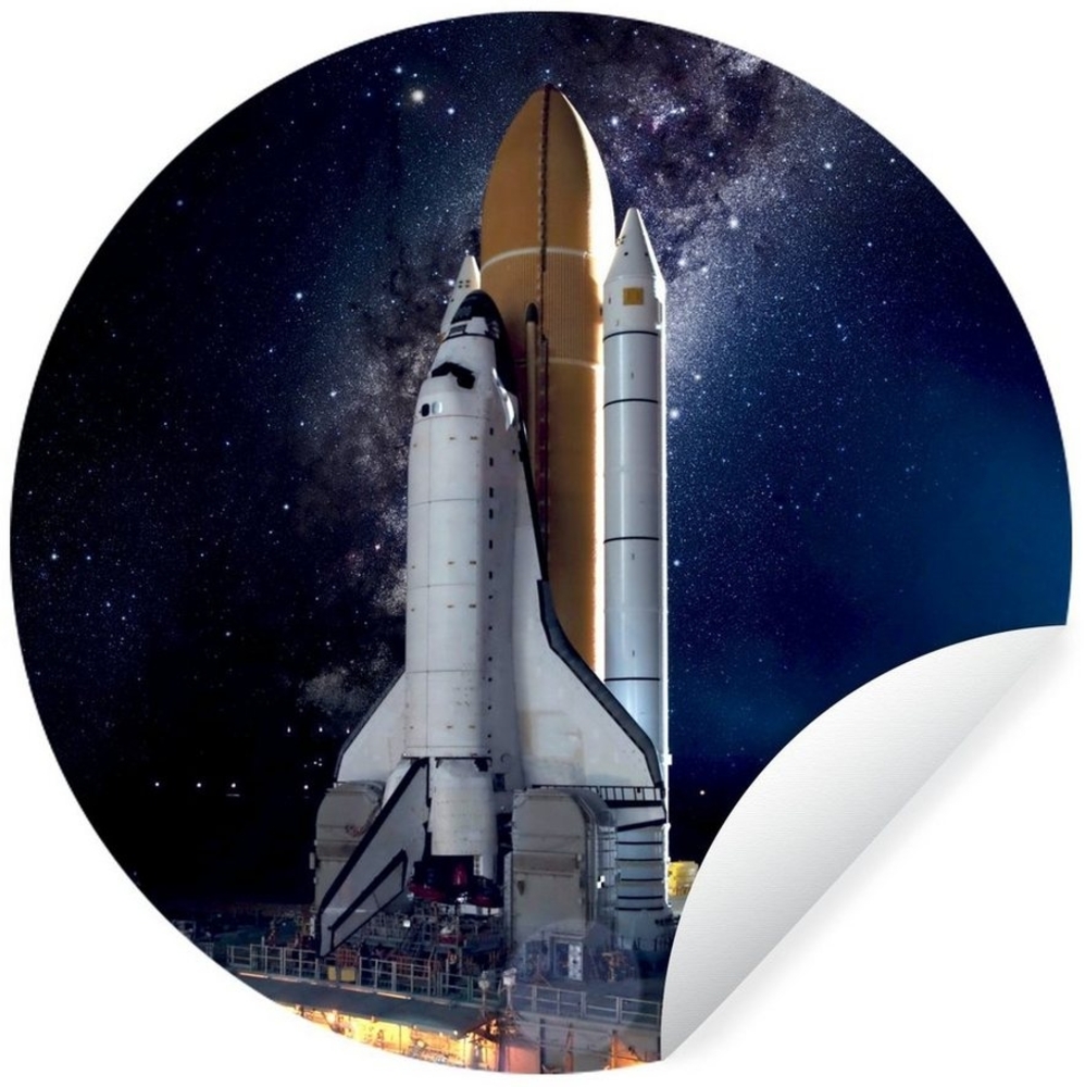 MuchoWow Wandsticker Rakete - Sternenhimmel - Weltraum (1 St), Wandtattoo Selbstklebend, Wohnzimmer Deko Aufkleber, 30x30 cm Bild 1