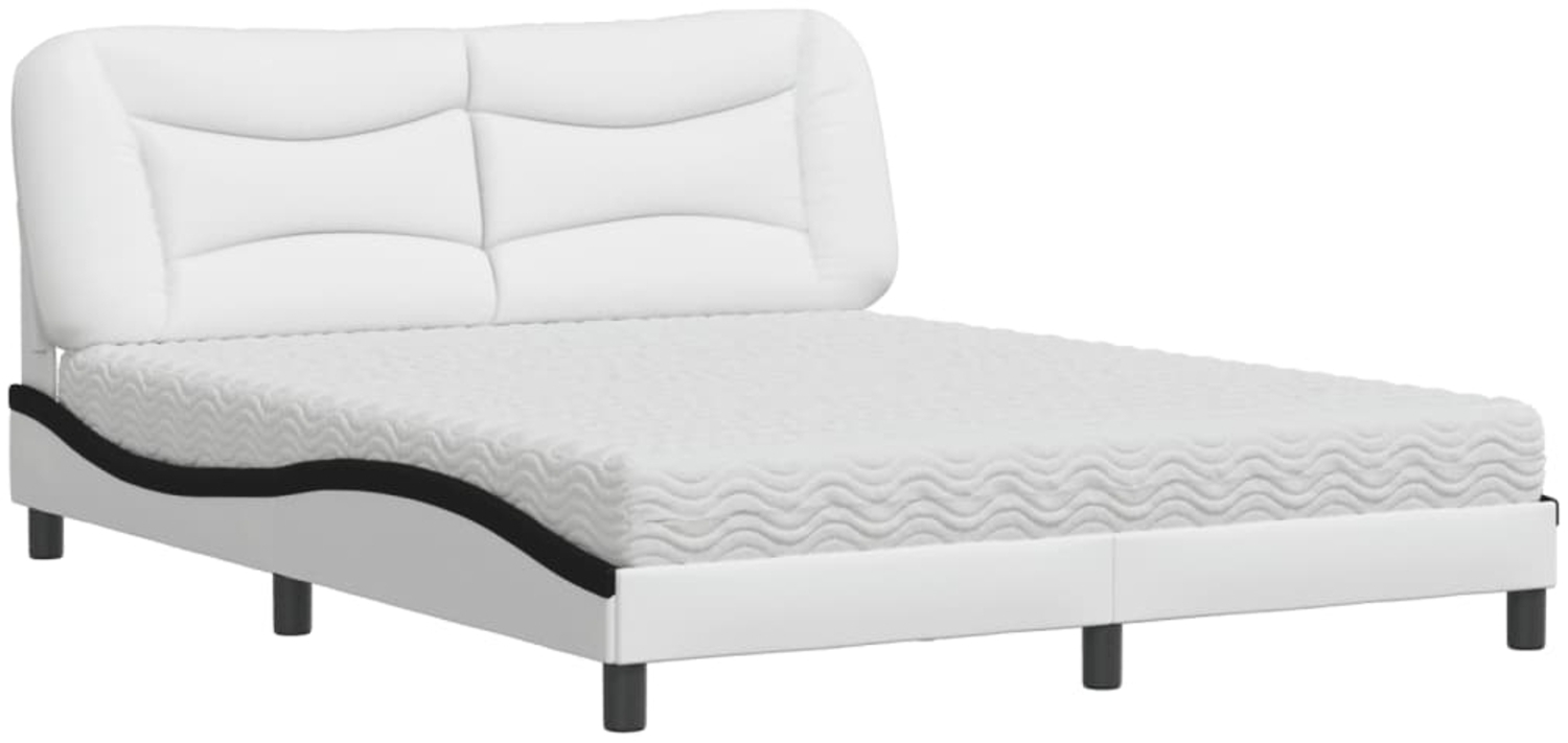 vidaXL Bett mit Matratze "Hvar" Weiß und Schwarz 160x200 cm Kunstleder 3208737 Bild 1