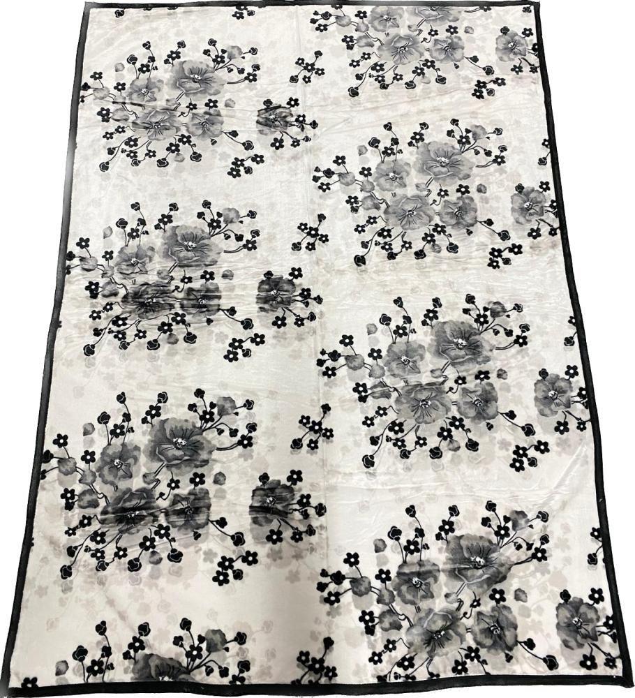 Almina Decke 160x220cm 1 Person Blumen Tagesdecke Kuscheldecke Wohndecke Fleecedecke Bettdecke Schwarz/Weiß Motiv 1 Bild 1