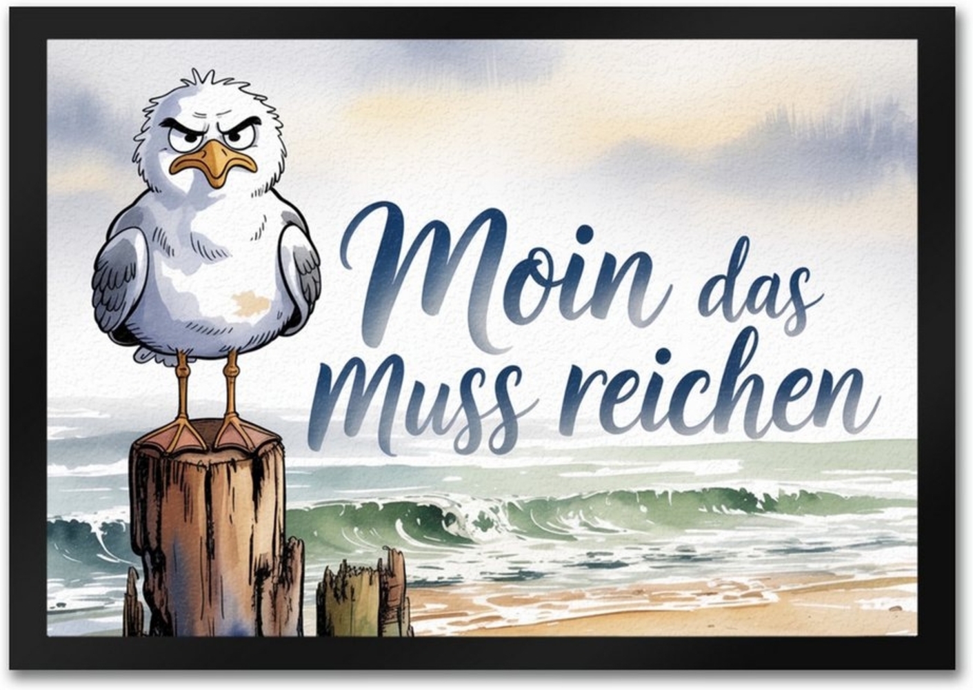 speecheese Fußmatte Möwe Aquarell Moin Spruch Fußmatte in 35x50 cm für Nordseefans Bild 1
