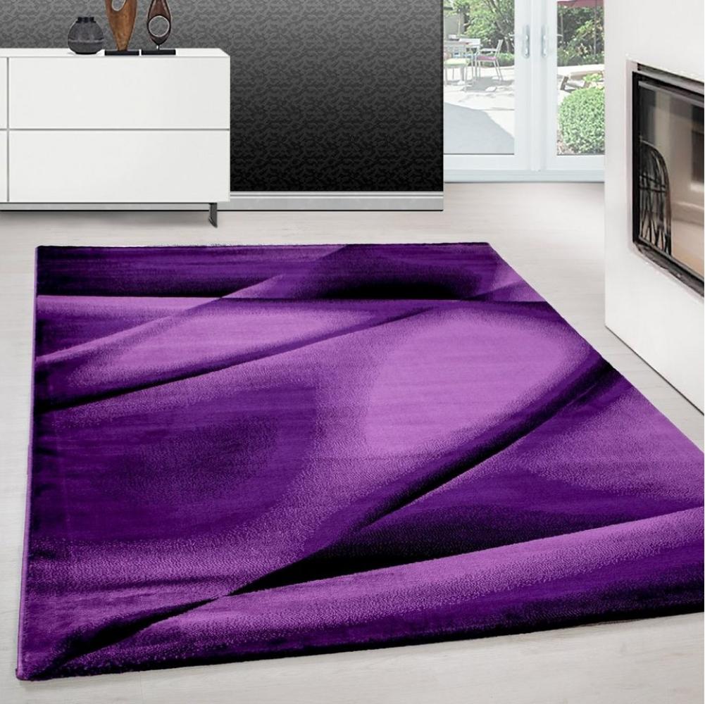 Teppium Teppich Abstrakt Design, Rechteckig, Höhe: 12 mm, Kurzflor Teppich Wohnzimmer Abstrakt Design Violett Pflegeleicht Bild 1