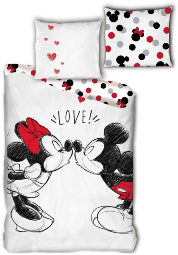 Disney Bettwäsche Disney Minnie Mickey Maus Bettwäsche Set, 2 teilig, 155x200 50x80 reine Baumwolle Bild 1