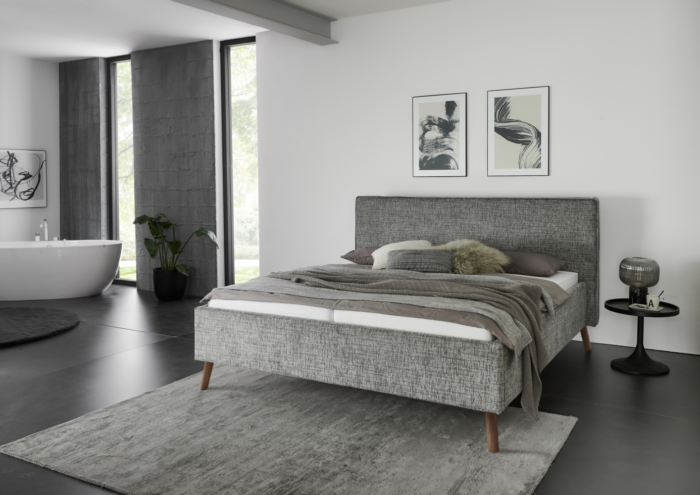 Polsterbett >Riva< Liegefläche 160x200cm, Mouse, Stellmaß: 185x112x216cm (BxHxT) Bild 1