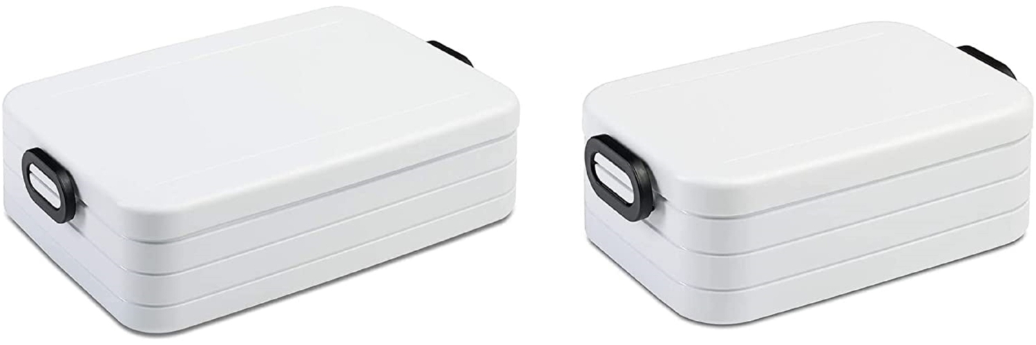 2-tlg. Mepal Take a Break Set – Nordic Weiß / Weiss – Groß / Klein – Lunchbox mit Trennwand – ideal für Mealprep – spülmaschinenfest, ABS Bild 1
