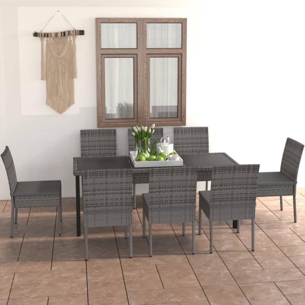 vidaXL 9-tlg. Garten-Essgruppe Poly Rattan Grau 3065704 Bild 1