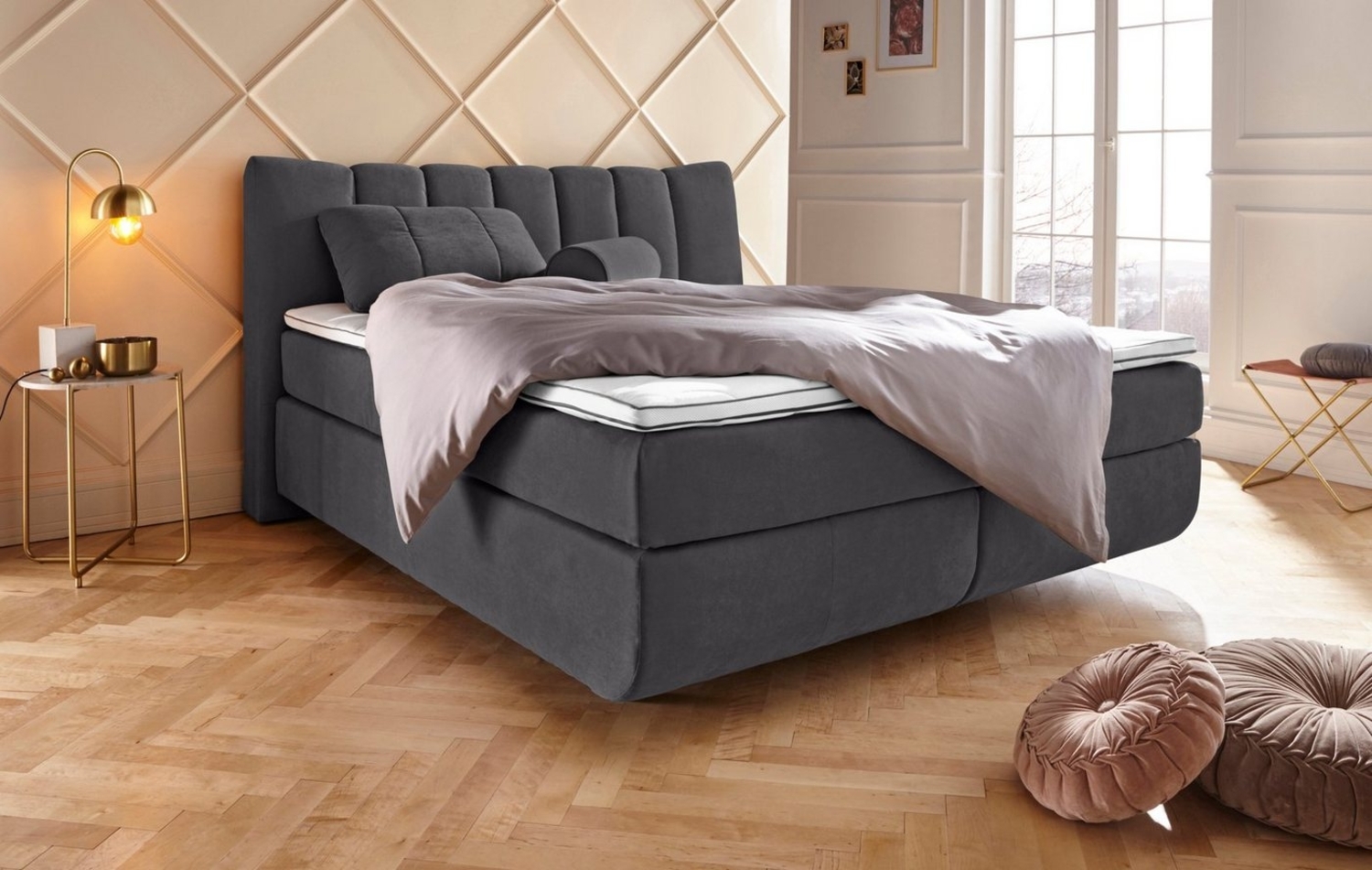 Leonique Boxspringbett Océane, Bodenfrei- wirkt freischwebend, verschiedene Härtegrade (auch H4) Bild 1