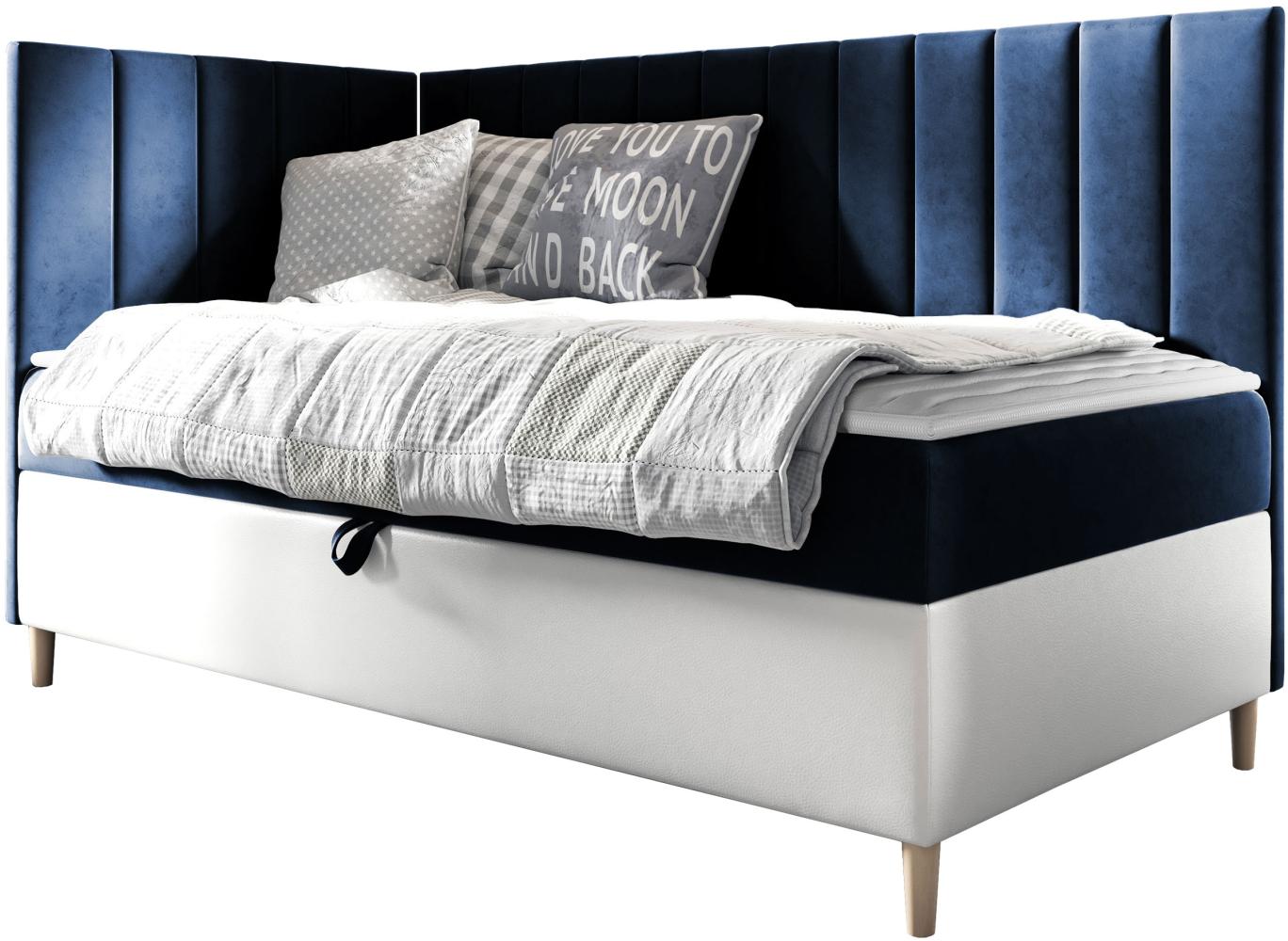 Boxspringbett Chapeni 'Junior 3' blau 90 x 200 cm Links Bild 1