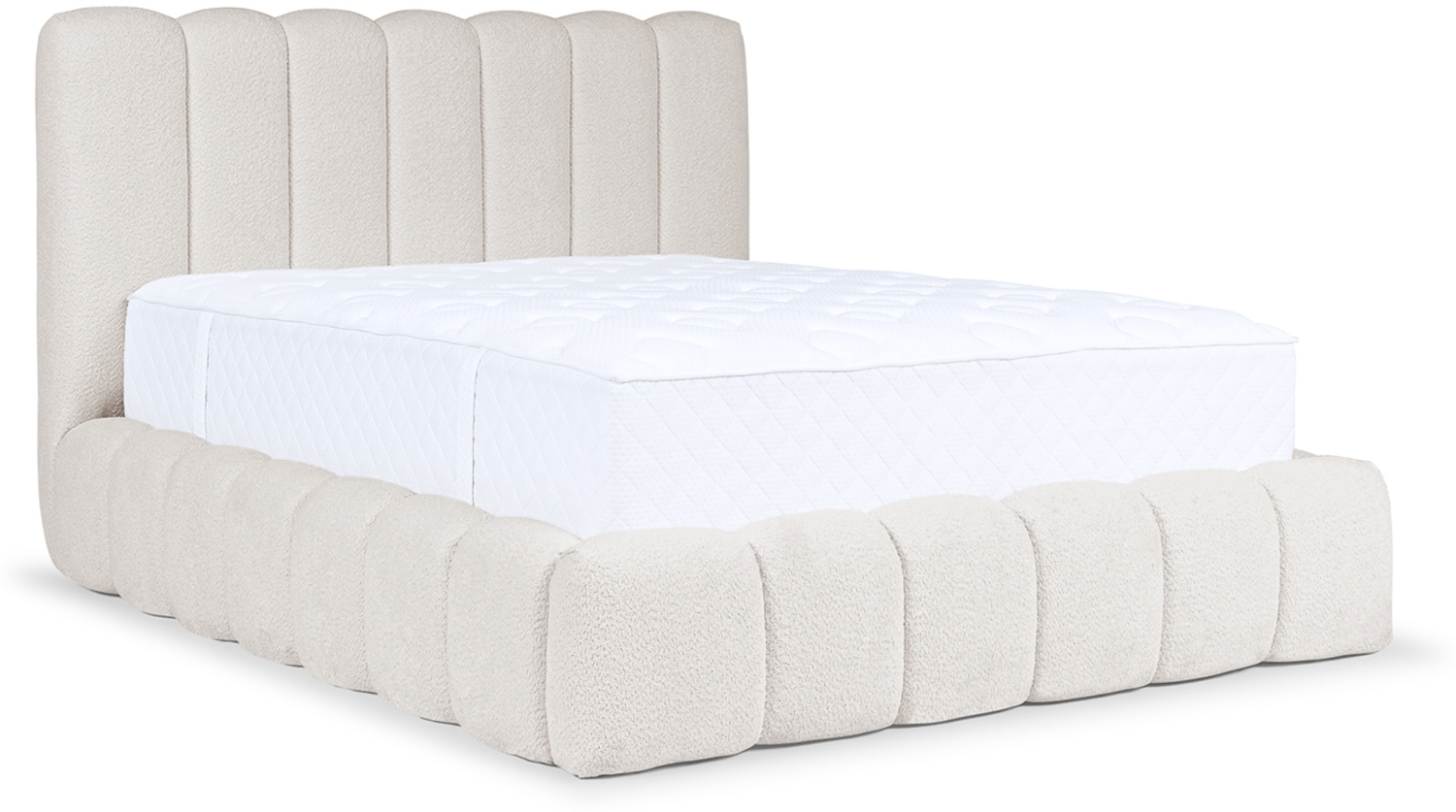 MEBLINI Polsterbett 140x200 mit Lattenrost ohne Matratze - CARLOS - Weiß Milch Boucle - Bubble Bett - Cloud Bett - Marshmallow Bed - Kopfteil Bett mit Stauraum Bild 1