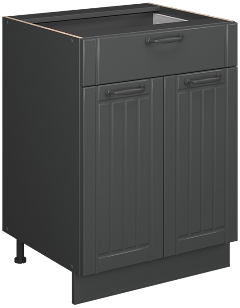 Küchenunterschrank Fame-Line Dunkelgrau 60 cm mit Schublade, AP Eiche Vicco Bild 1