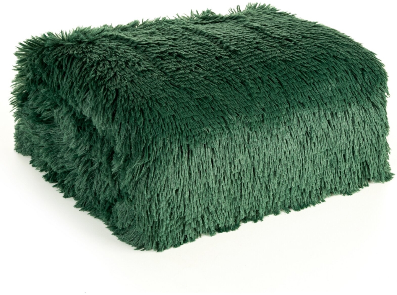 Flauschige Decke Wohndecke Kunstfell Überwurf Sofadecke Kniedecke Tifany 1 220x200 cm dunkelgrün Bild 1