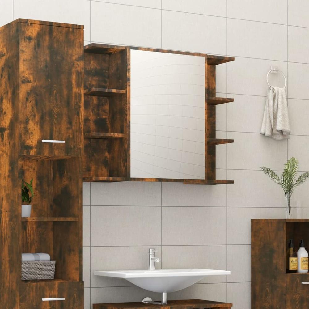 vidaXL Bad-Spiegelschrank Räuchereiche 80x20,5x64 cm Holzwerkstoff 815522 Bild 1