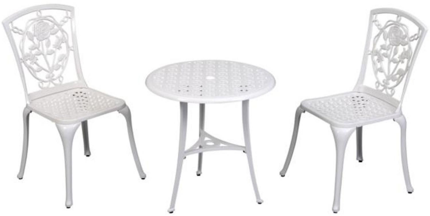 Inko Bistro-Set Rose Alu-Guss Tisch Ø 66 cm Stühle ohne Armlehnen 2 Farben zur Wahl weiß Bild 1