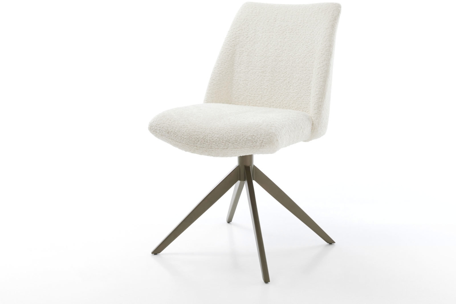 Drehstuhl Elso-Flex Bouclé Weiß Kreuzgestell breit Effektfinish Titan 360° drehbar Wippfunktion Taschenfederkern Bild 1