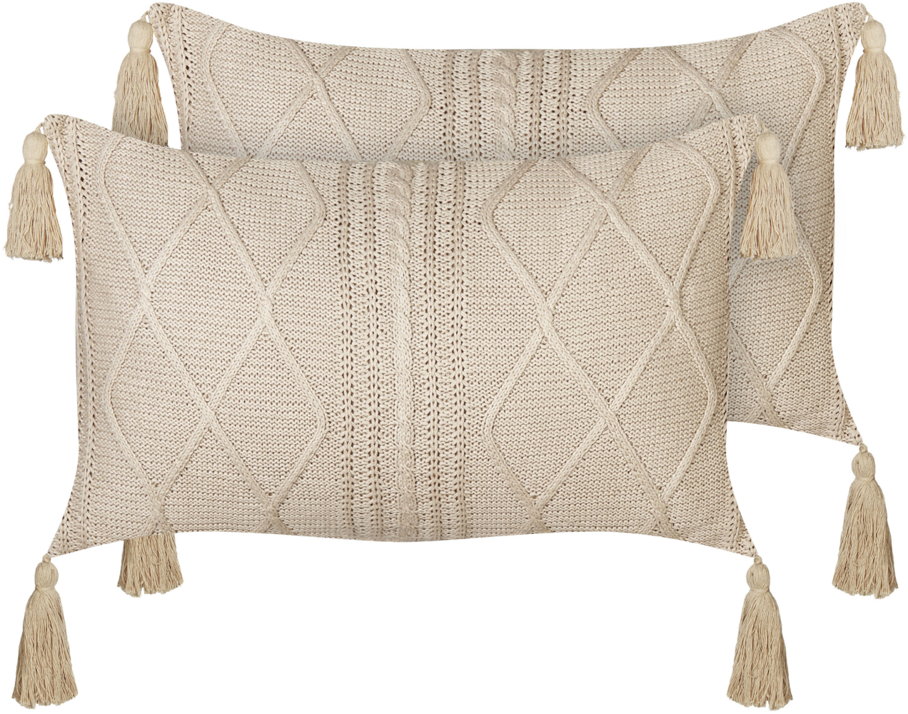 Kissen 2er Set Ohne Muster CAESIA Baumwolle 30 x 50 cm Beige Bild 1