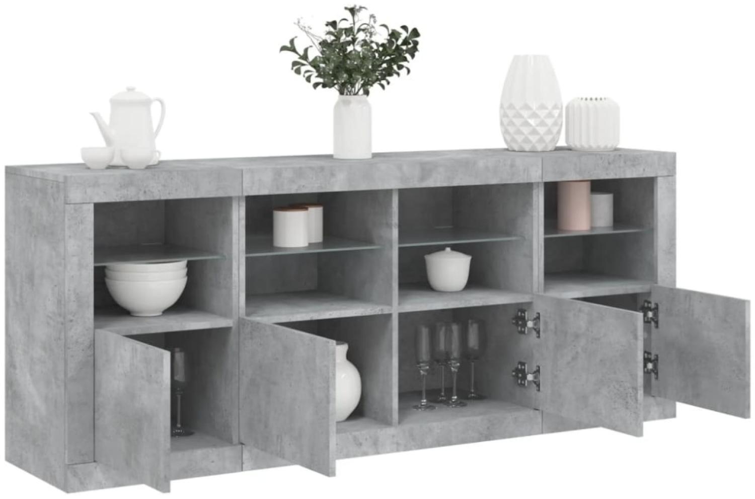 vidaXL Sideboard mit LED-Leuchten Betongrau 163x37x67 cm 3209075 Bild 1