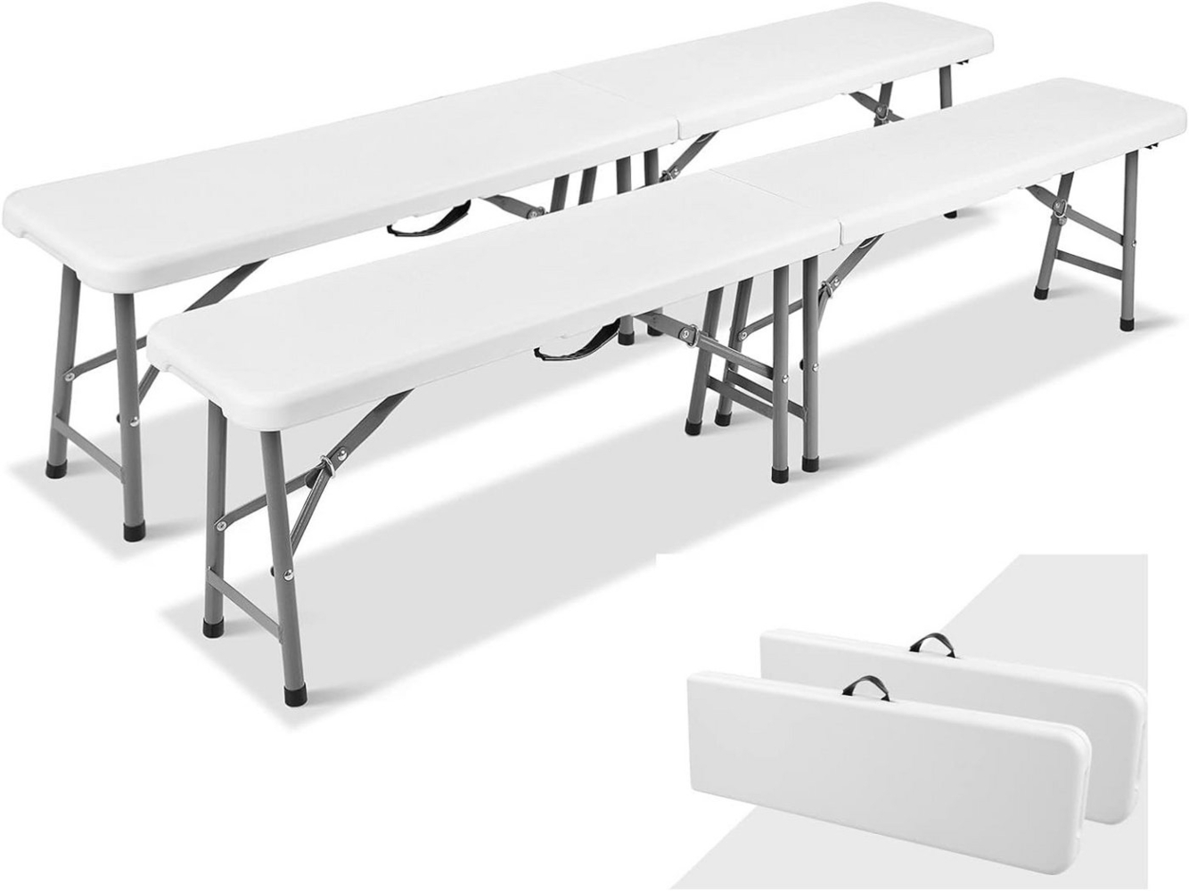 TLGREEN Bierzeltgarnitur, Klappbank Garten, Wetterfest, (Partybank aus HDPE Kunststoff & Stahlgestell), 2er Set Bierbank Klappbar mit Tragegriff,Campingbank 183cm Bild 1