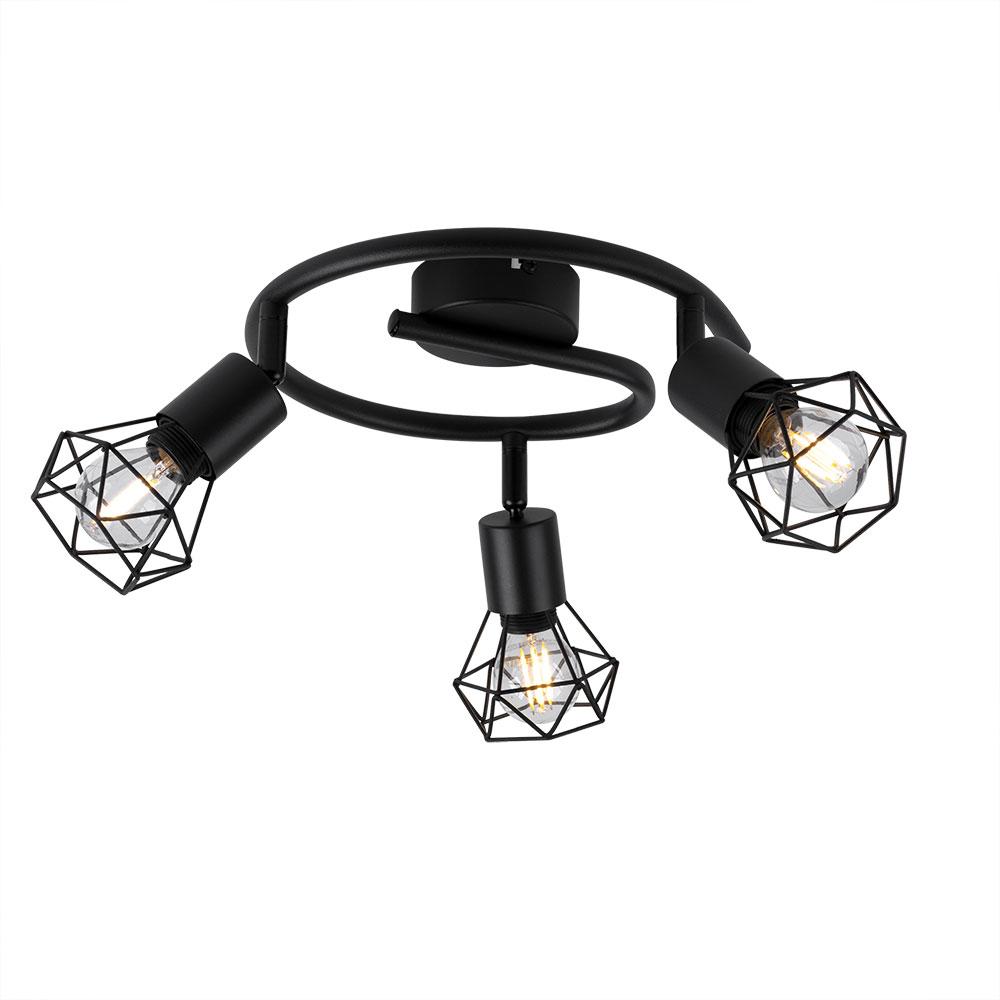 LED Deckenleuchte, Metall-Käfig, schwarz, Spots beweglich Bild 1