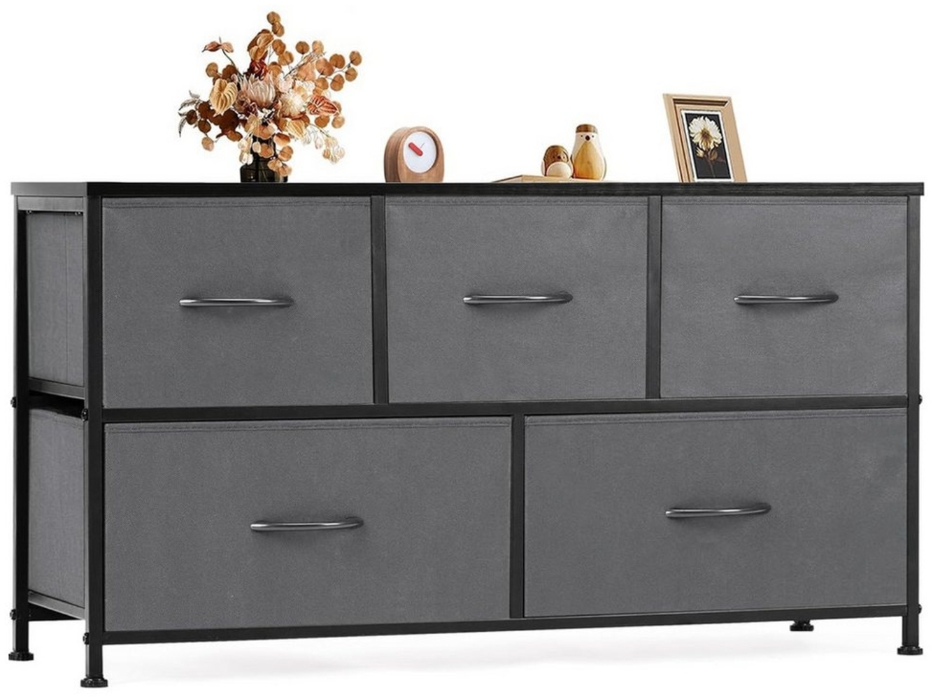 DUMOS Schubkastenkommode Kommode mit Schubladen, Ablageschrank aus Stoff Schubladenschrank (für Schlafzimmer, Wohnzimmer, Kinderzimmer, Flur, Aufbewahrungsschrank), mit Metallgestell Schubladen aus Stoff Bild 1