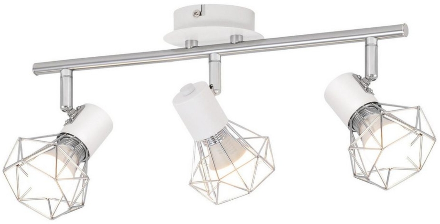 ZMH LED Deckenstrahler 3 Flammig Deckenspots - Weiß/Schwarz Retro Deckenlampe 350°, Einfache Installation, ohne Leuchtmittel, ∅49CM Deckenleuchte für Wohnzimmer Schlafzimmer Bild 1