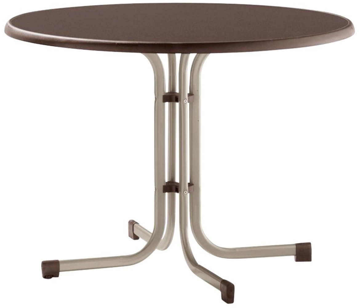 Boulevard-Klapptisch, Ø 100 cm, champagner Stahrohrgestell, Mecalit-Pro-Platte Bild 1