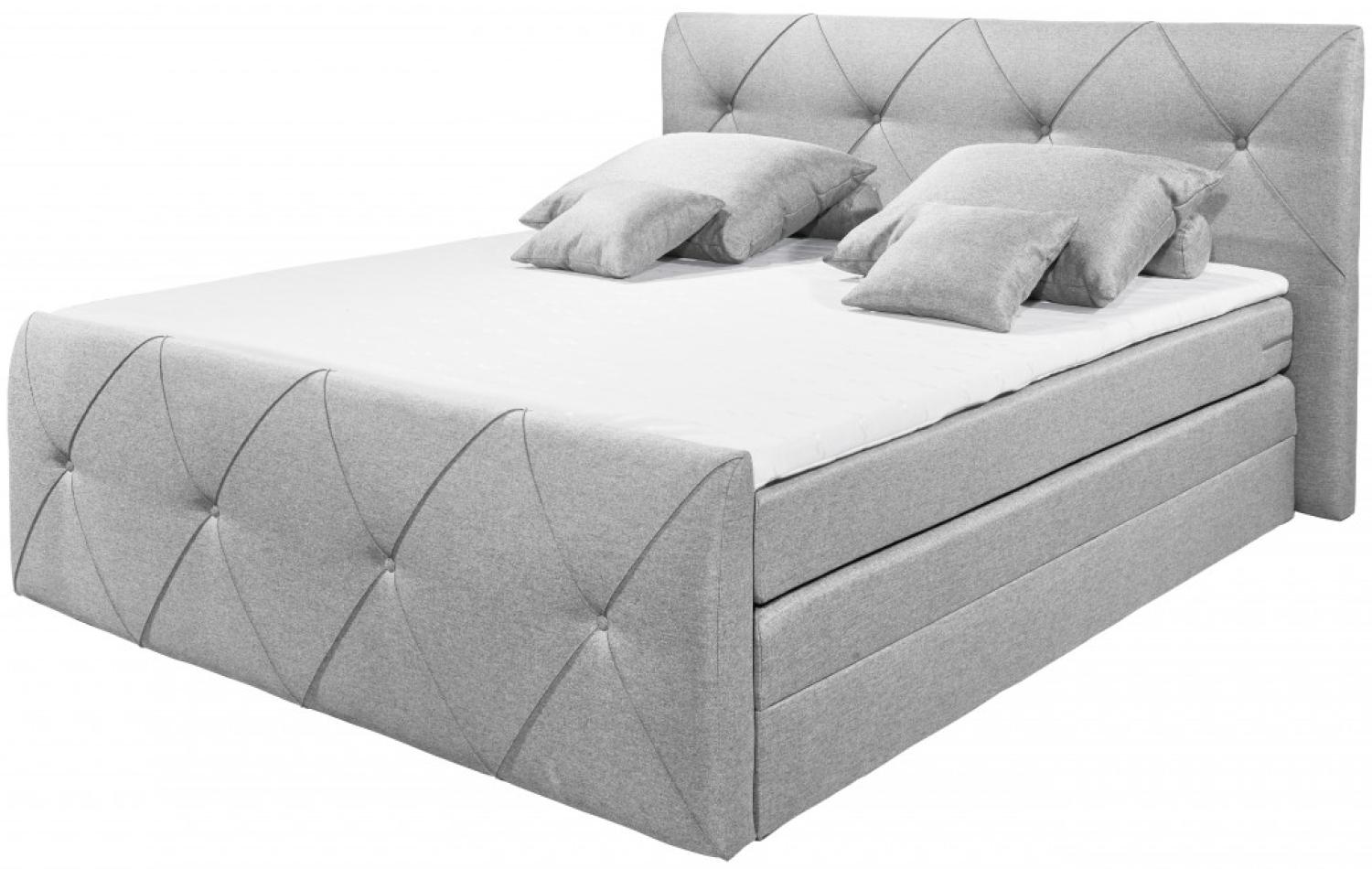 Boxspringbett Calgary von Black Red White 180x200 cm mit Bettkasten Fussteil Como 09 Silver Luxus-Webstoff H3 Bild 1