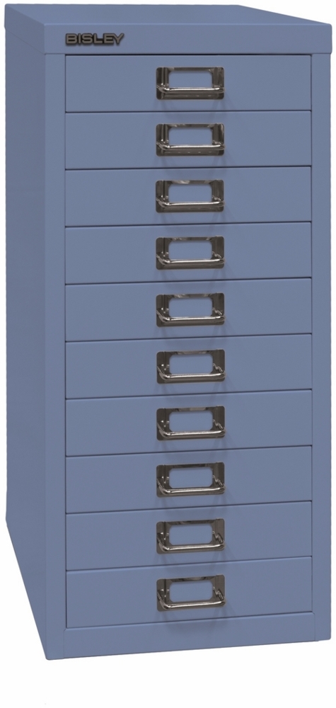 Bisley Multidrawer Schubladenschrank aus Metall mit 10 Schubladen DIN A4 ohne Sockel - Farbe: Blau, L2910-605 Bild 1