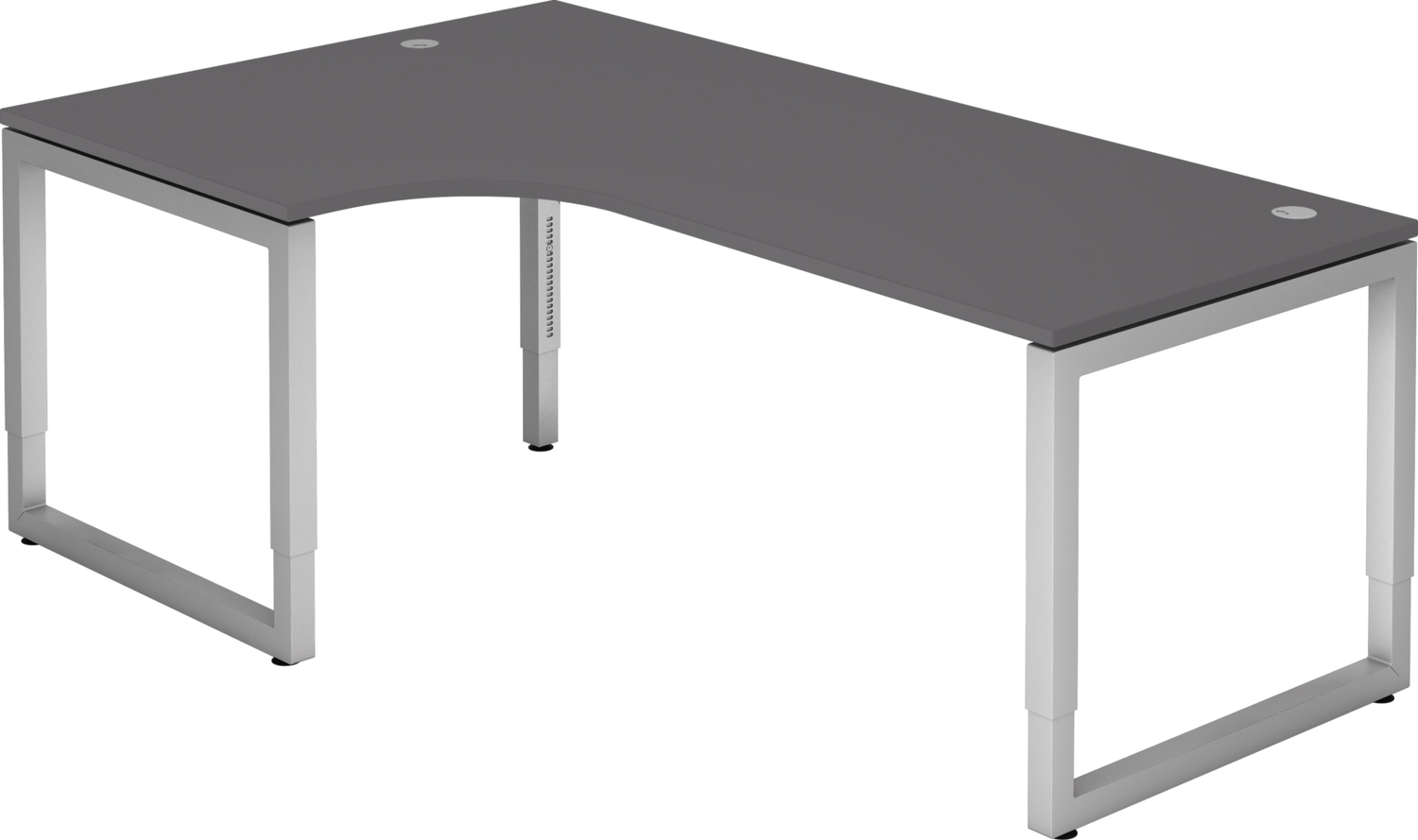 bümö höhenverstellbarer Eckschreibtisch R-Serie 200x120 cm in graphit, Gestell in Silber - Schreibtisch L Form, großer Tisch für's Büro, Computertisch höhenverstellbar, RS-82-G-S Bild 1