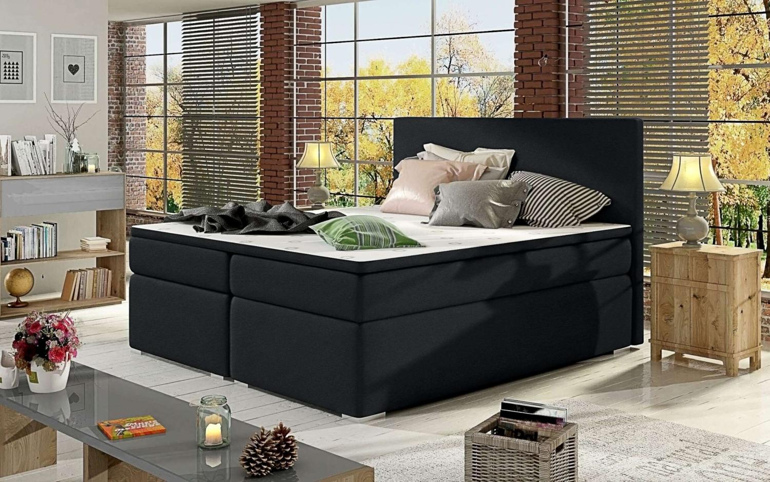 99rooms Mercury Boxspringbett Schwarz Velours KRONOS 160x200 cm Bild 1