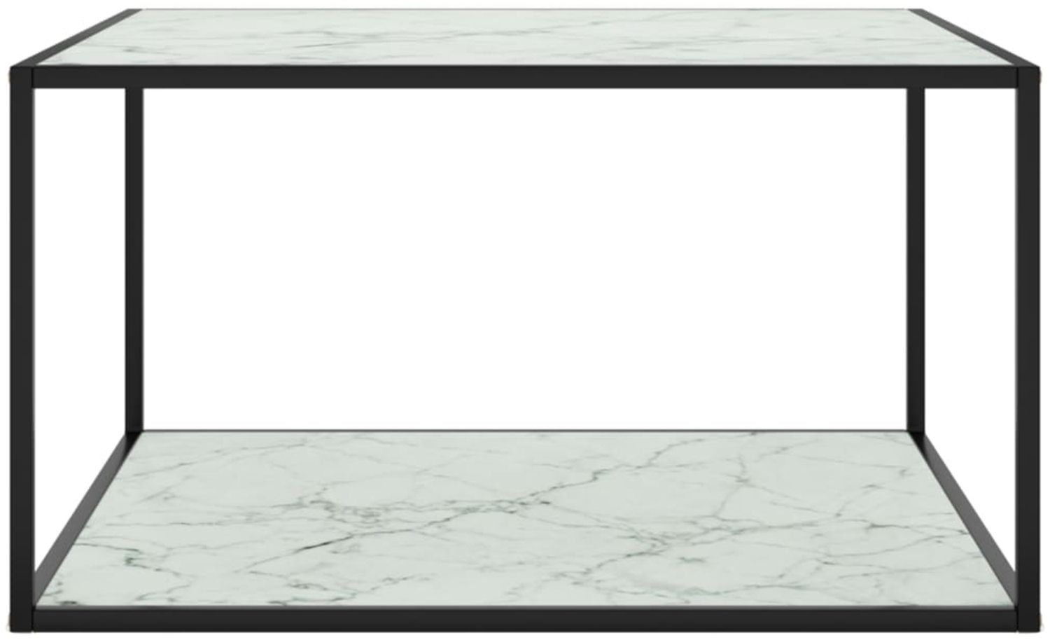 vidaXL Couchtisch Schwarz mit Weißem Glas Marmor-Optik 90x90x50 cm 322913 Bild 1