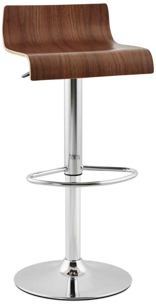 Kadima Design Barhocker walnussbraun | 52-77cm höhenverstellbar | 360° drehbar ergonomisch | Holz & Chrom Bild 1