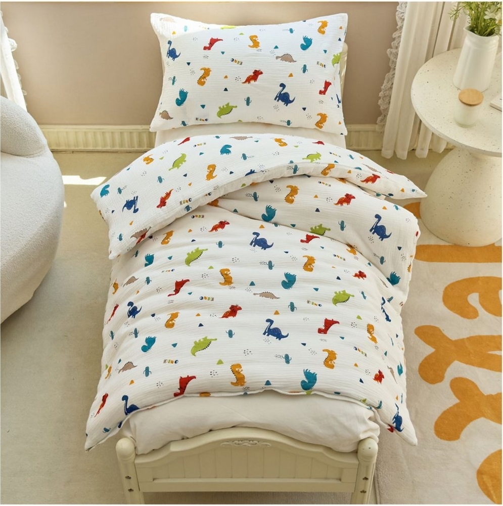 KEAYOO Kinderbettwäsche Muslin Bettwäsche Baumwolle Double Gauze, 2 teilig, Double Gauze Bettwäsche mit Elefantenmotiven für Kinder Bild 1