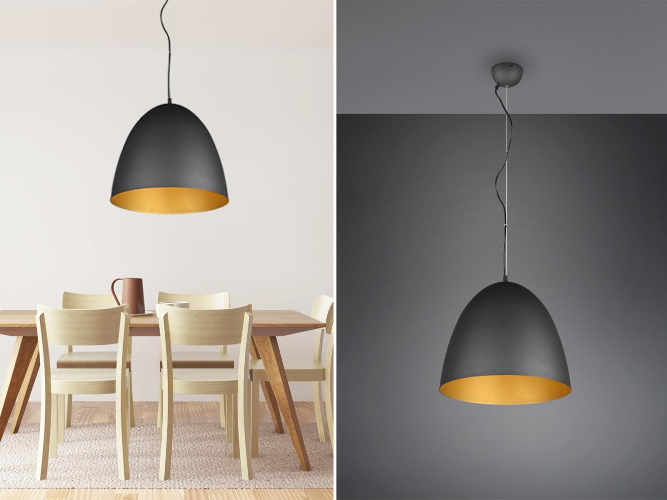 LED Pendelleuchte einflammig, Metall Schwarz innen Gold, rund Ø 40cm Bild 1